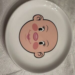 Genuine Fred, MS. FOOD FACE, Ceramic Activity Plate,White,8.5 inch diameter